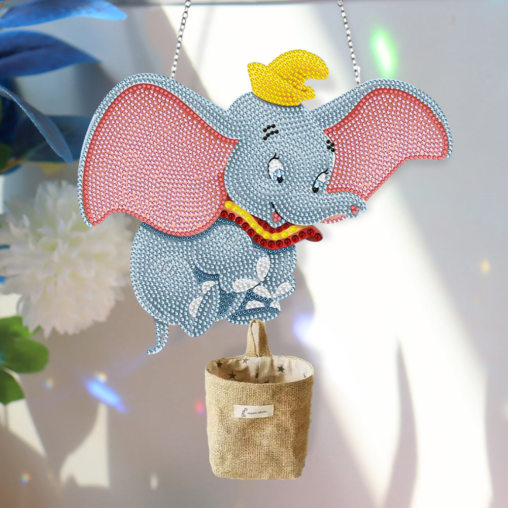 Wooden Dumbo Suncatcher Diamond Painting Hanging Sign Crystal Painting Ornaments