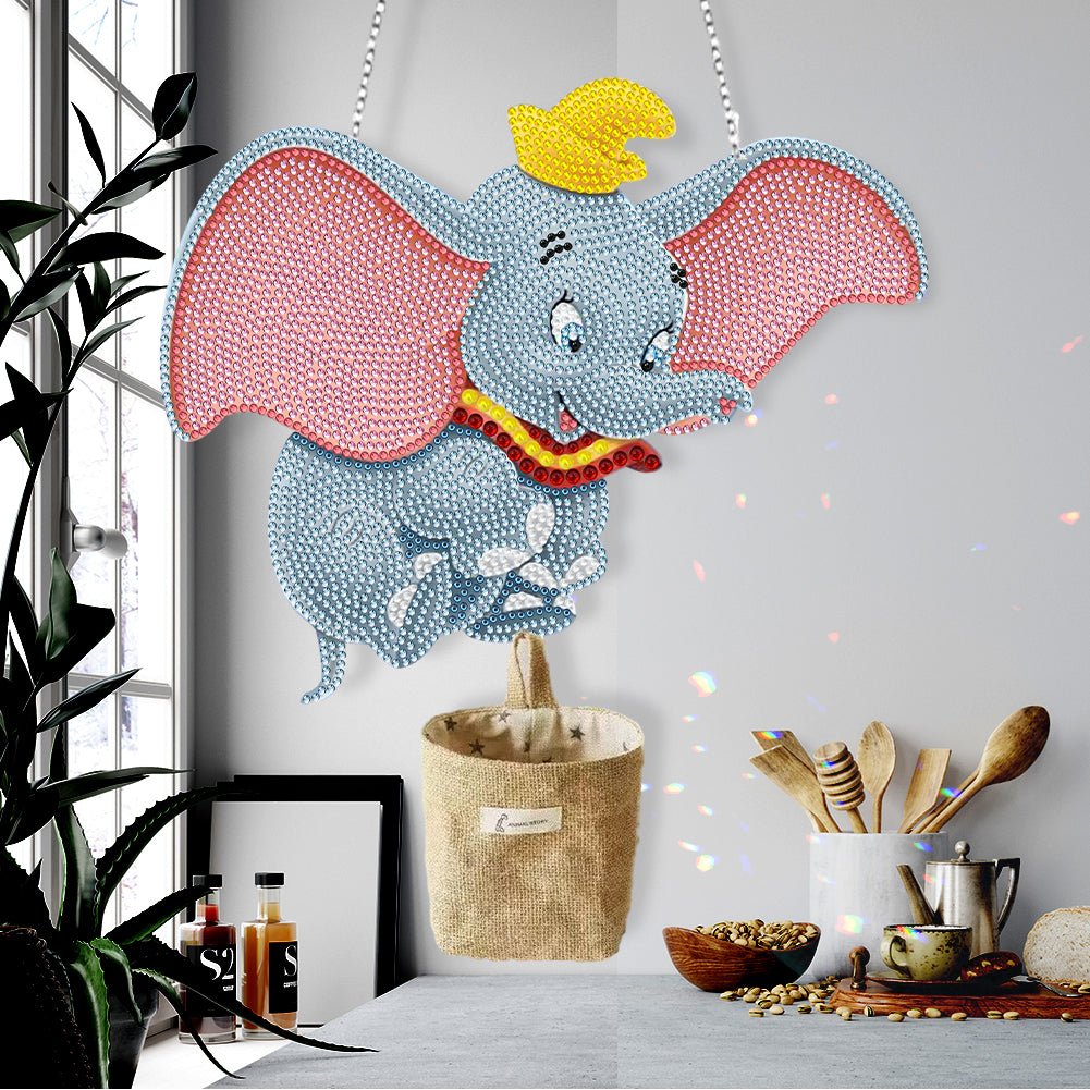 Wooden Dumbo Suncatcher Diamond Painting Hanging Sign Crystal Painting Ornaments