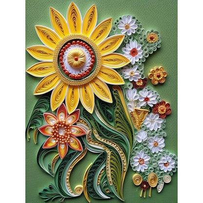 Paper Drawing Flowers - Full Round Drill Diamond Painting 30*40CM