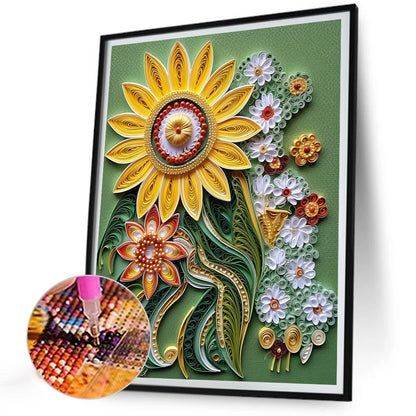 Paper Drawing Flowers - Full Round Drill Diamond Painting 30*40CM