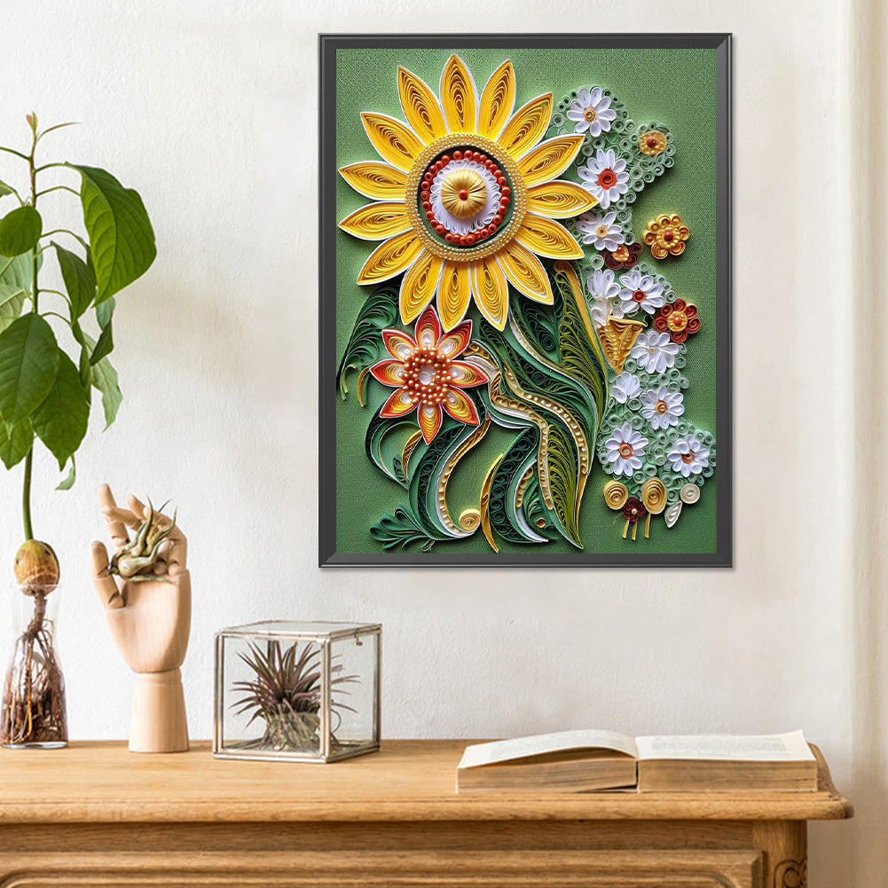 Paper Drawing Flowers - Full Round Drill Diamond Painting 30*40CM