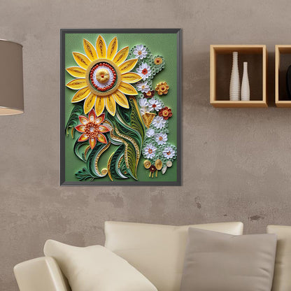 Paper Drawing Flowers - Full Round Drill Diamond Painting 30*40CM