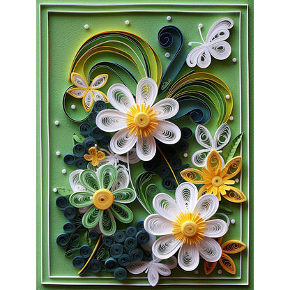 Paper Drawing Flowers - Full Round Drill Diamond Painting 30*40CM