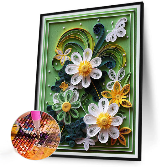 Paper Drawing Flowers - Full Round Drill Diamond Painting 30*40CM