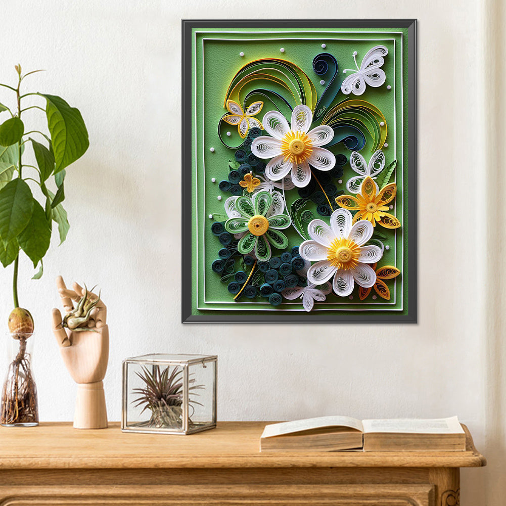 Paper Drawing Flowers - Full Round Drill Diamond Painting 30*40CM