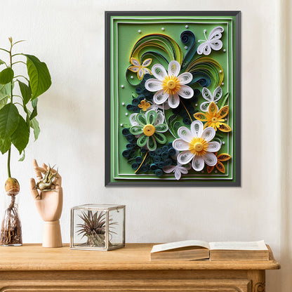 Paper Drawing Flowers - Full Round Drill Diamond Painting 30*40CM