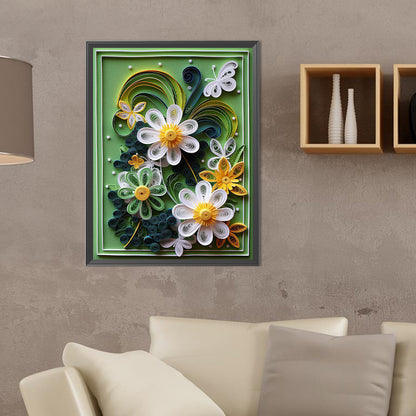 Paper Drawing Flowers - Full Round Drill Diamond Painting 30*40CM