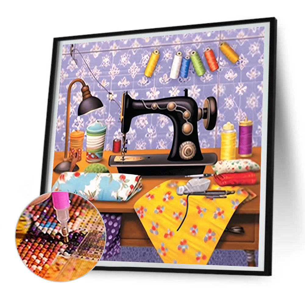 Sewing Machine - Full Round Drill Diamond Painting 30*30CM