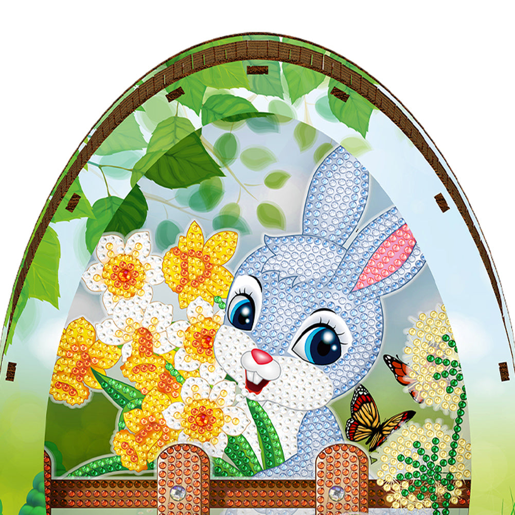 Wooden Easter Egg Rabbit Special Shaped Diamond Painting Lamp for Adult Kids