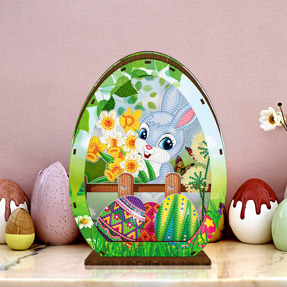 Wooden Easter Egg Rabbit Special Shaped Diamond Painting Lamp for Adult Kids