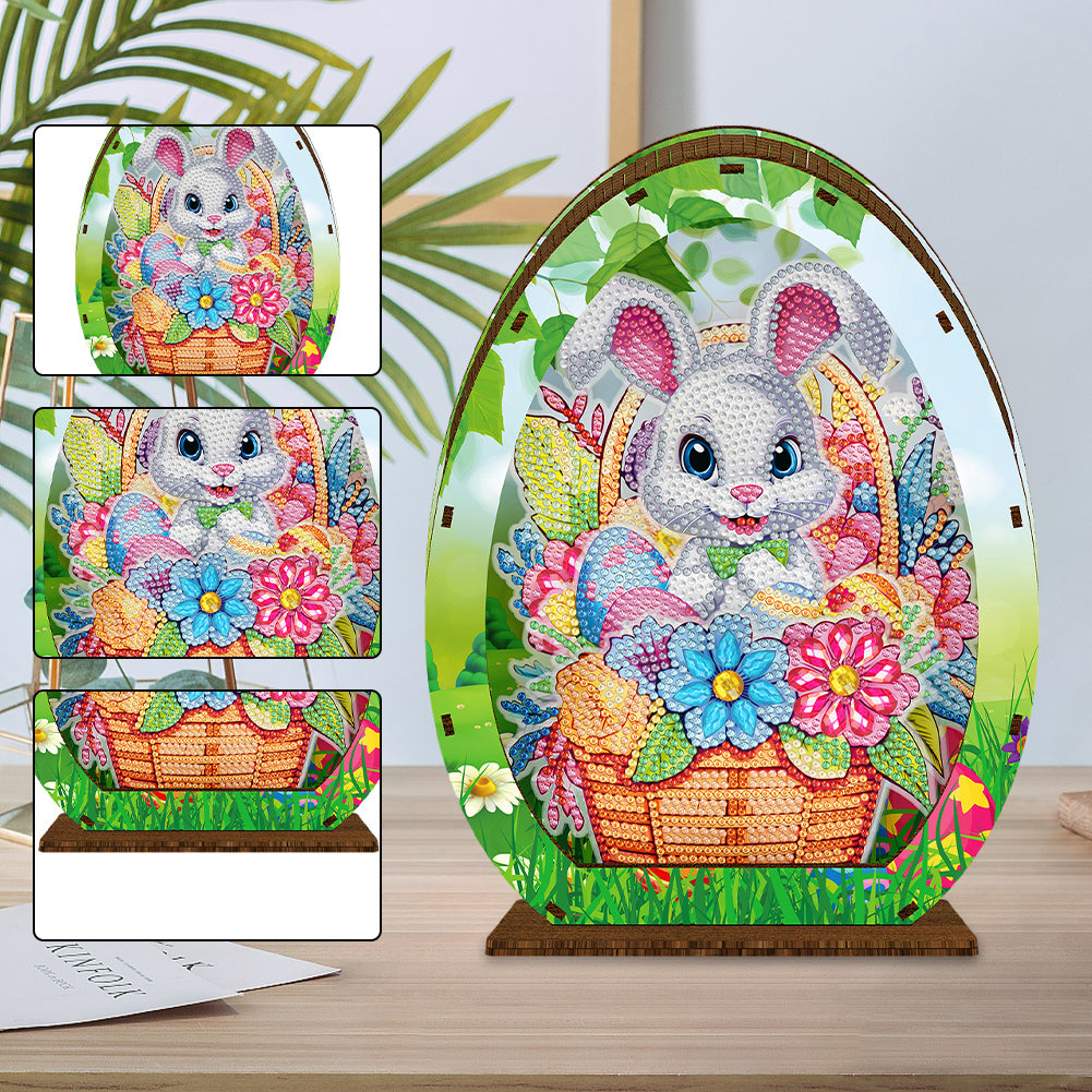 Wooden Easter Egg Rabbit Special Shaped Diamond Painting Lamp for Adult Kids