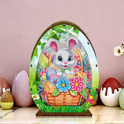 Wooden Easter Egg Rabbit Special Shaped Diamond Painting Lamp for Adult Kids