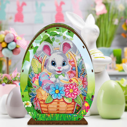 Wooden Easter Egg Rabbit Special Shaped Diamond Painting Lamp for Adult Kids