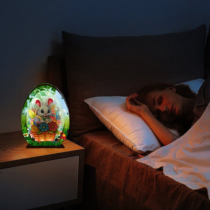 Wooden Easter Egg Rabbit Special Shaped Diamond Painting Lamp for Adult Kids