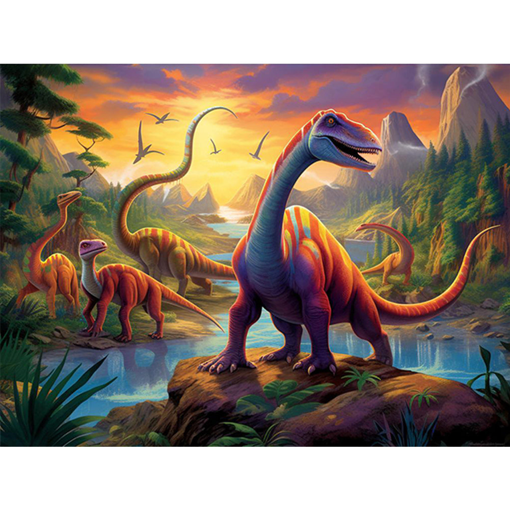 Dinosaur Park - Full Round Drill Diamond Painting 40*30CM