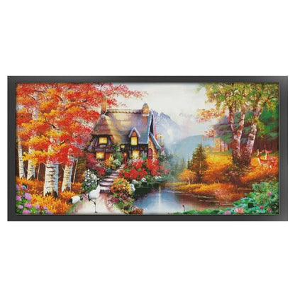 Dream House(2) - 14CT Stamped Cross Stitch 128*67CM(Joy Sunday)