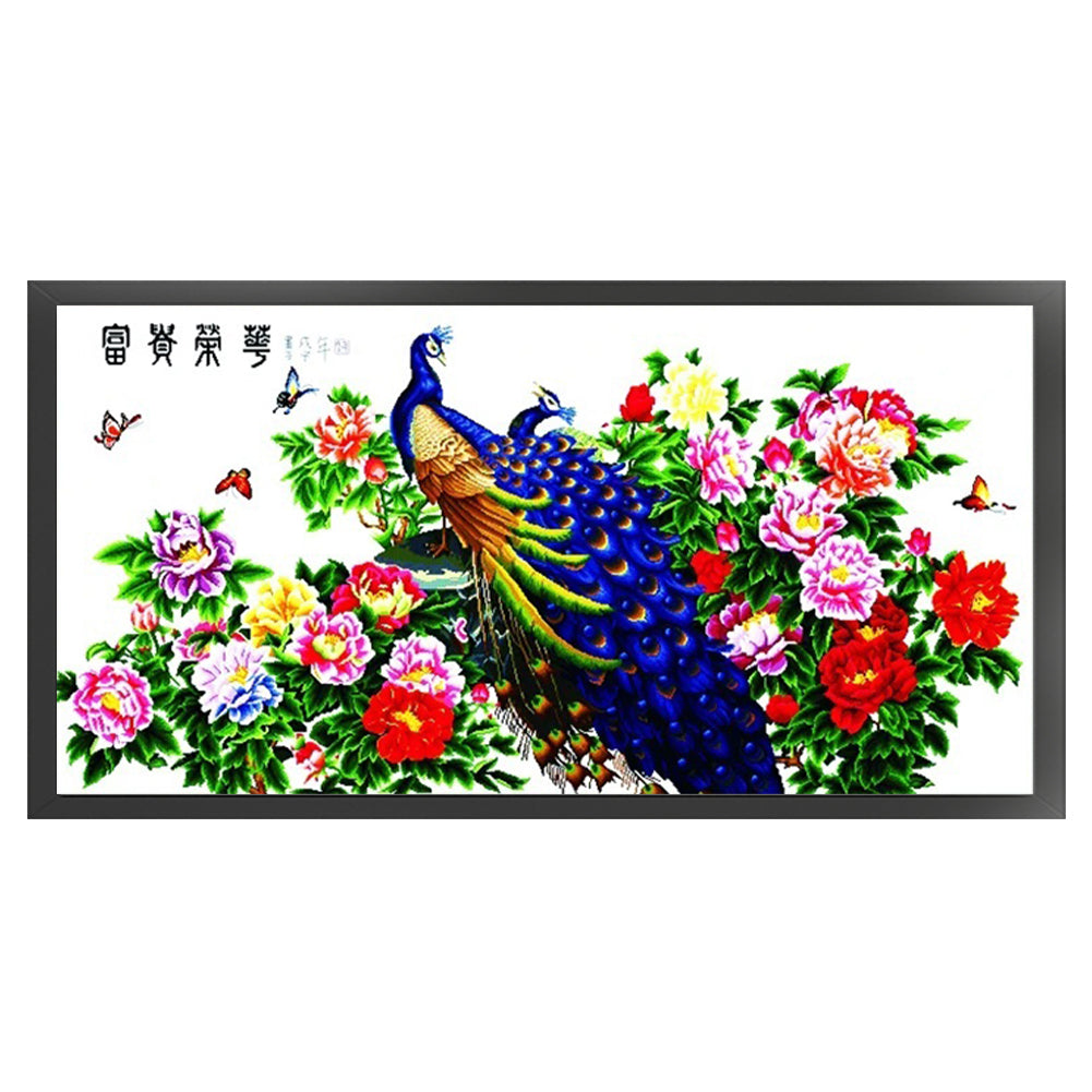 Wealth And Prosperity (Peacock Version) - 14CT Stamped Cross Stitch 136*71CM(Joy Sunday)