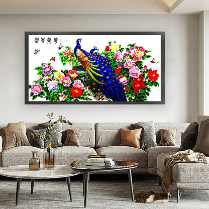 Wealth And Prosperity (Peacock Version) - 14CT Stamped Cross Stitch 136*71CM(Joy Sunday)