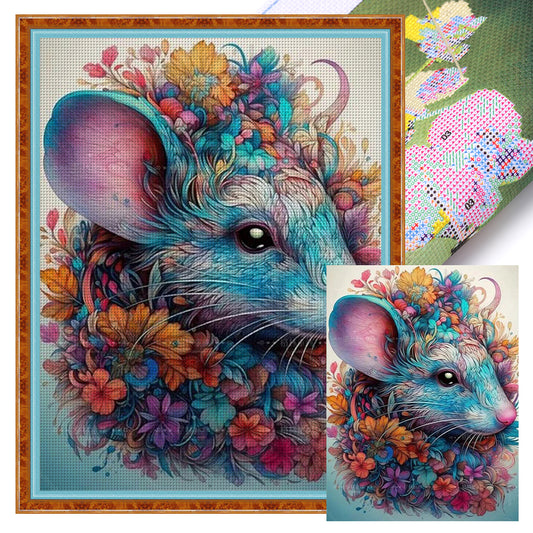 Flowers And Mice - 11CT Stamped Cross Stitch 40*55CM