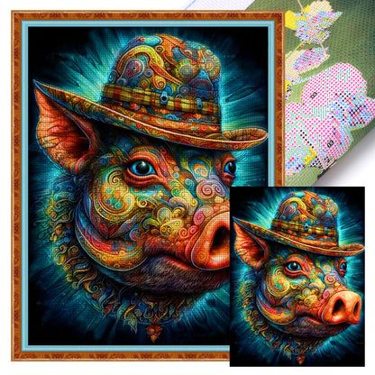 Colorful Pig - 11CT Stamped Cross Stitch 40*55CM