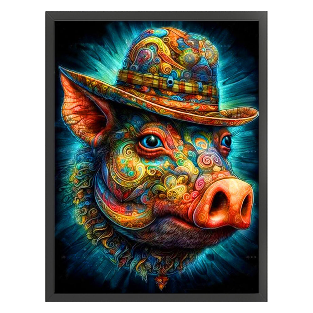 Colorful Pig - 11CT Stamped Cross Stitch 40*55CM