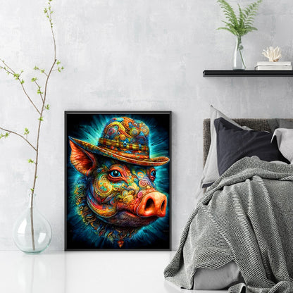 Colorful Pig - 11CT Stamped Cross Stitch 40*55CM