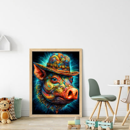 Colorful Pig - 11CT Stamped Cross Stitch 40*55CM