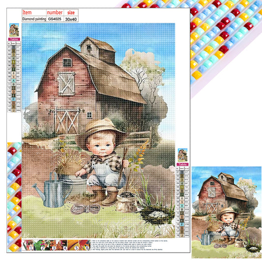 Country Cowboy Kid - Full Square Drill Diamond Painting 30*40CM
