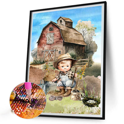 Country Cowboy Kid - Full Square Drill Diamond Painting 30*40CM