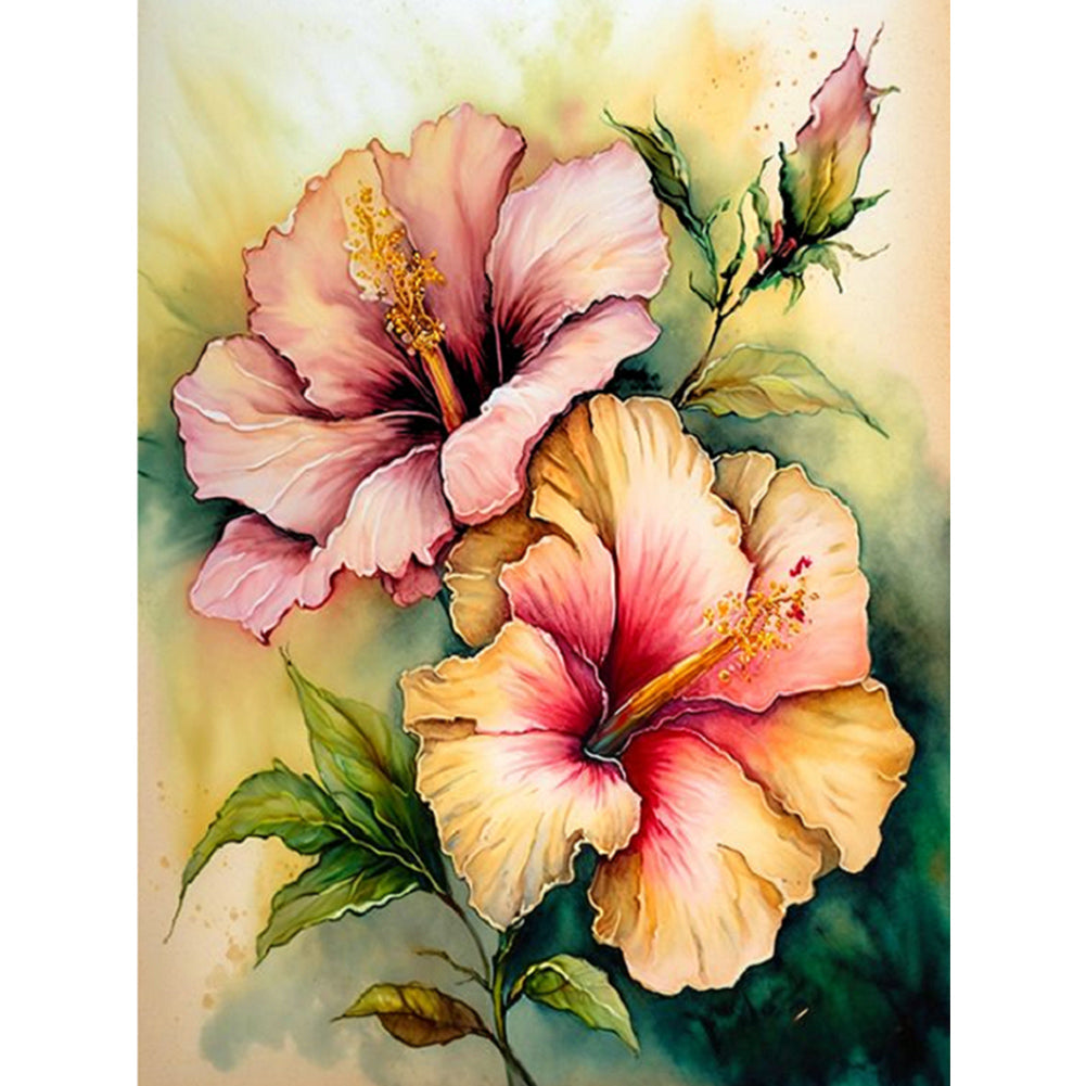 Hibiscus Flower - Full Square Drill Diamond Painting 30*40CM