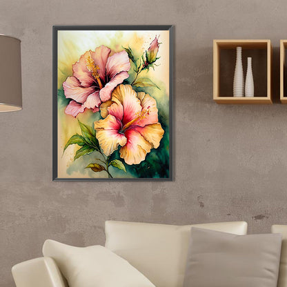 Hibiscus Flower - Full Square Drill Diamond Painting 30*40CM