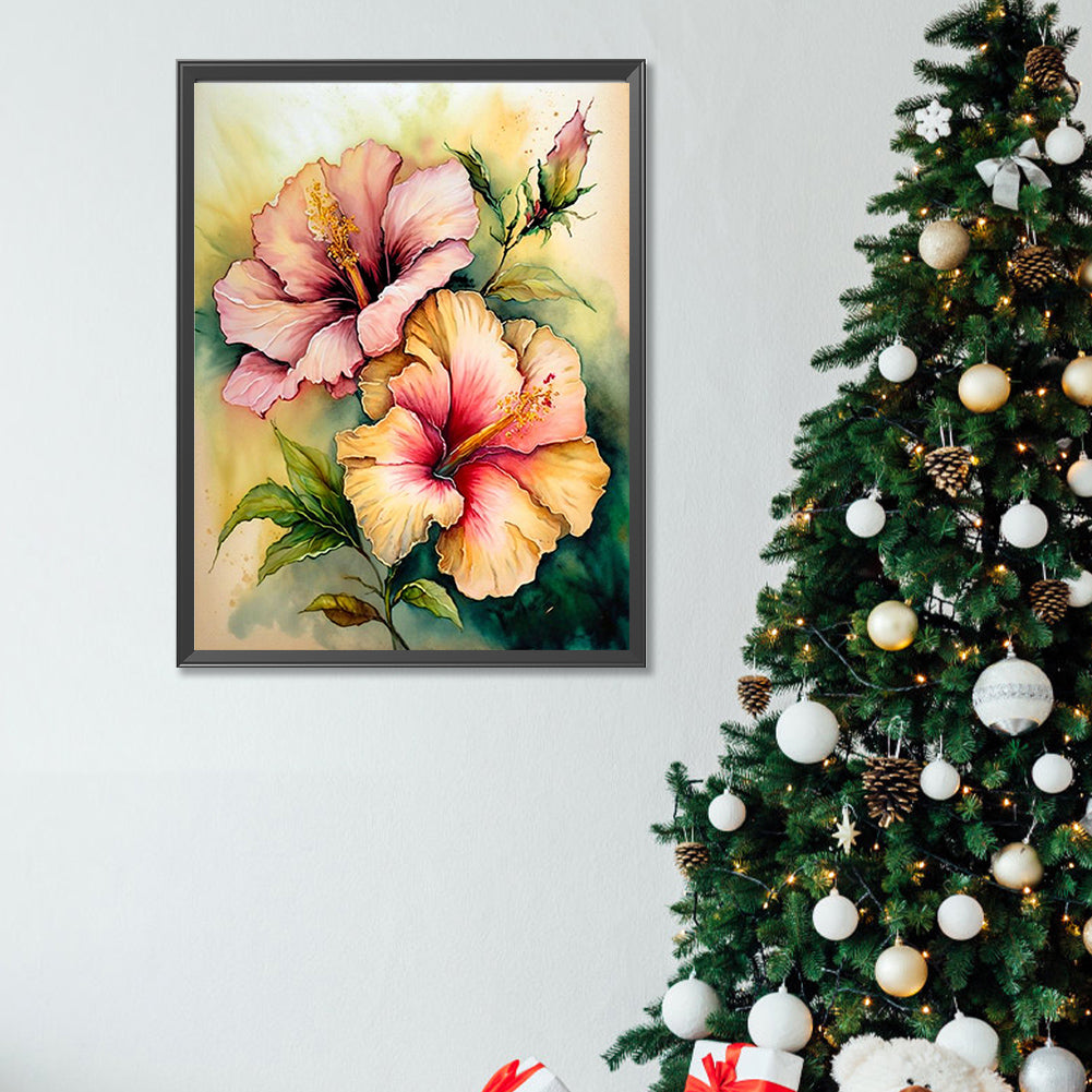 Hibiscus Flower - Full Square Drill Diamond Painting 30*40CM