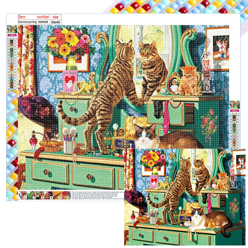 Dresser Cat - Full Square Drill Diamond Painting 50*40CM