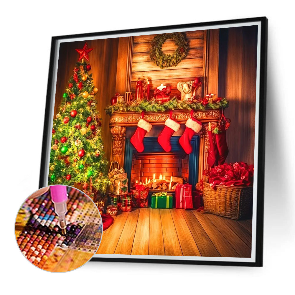 Christmas Fireplace - Full Round Drill Diamond Painting 40*40CM