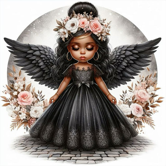 Black Angel Girl - Full Round Drill Diamond Painting 40*40CM