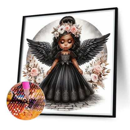 Black Angel Girl - Full Round Drill Diamond Painting 40*40CM