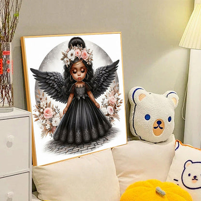 Black Angel Girl - Full Round Drill Diamond Painting 40*40CM