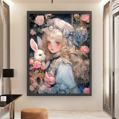 Bunny And Little Girl - 11CT Stamped Cross Stitch 50*65CM