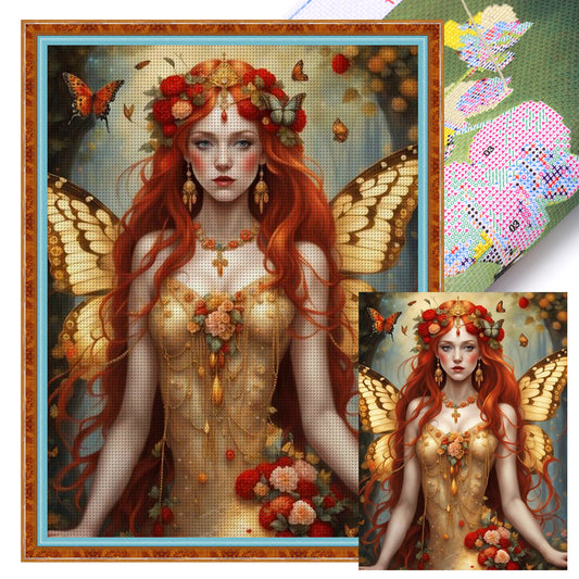 Butterfly Woman - 11CT Stamped Cross Stitch 50*65CM