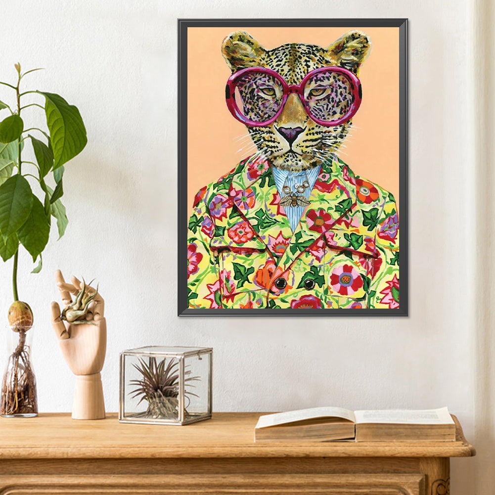 Anthropomorphic Leopard - Full Round Drill Diamond Painting 30*40CM