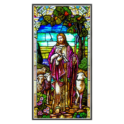 Glass Painting-Fr. - 11CT Stamped Cross Stitch 50*100CM