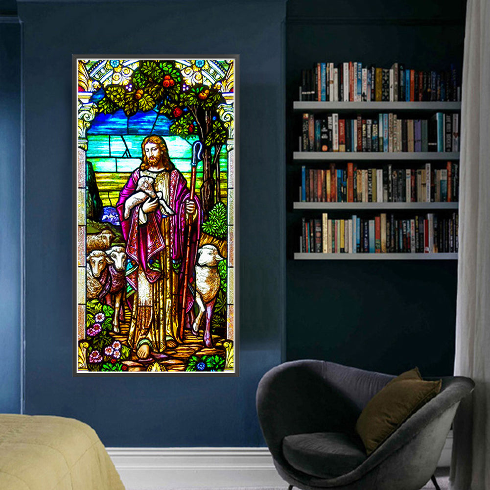 Glass Painting-Fr. - 11CT Stamped Cross Stitch 50*100CM