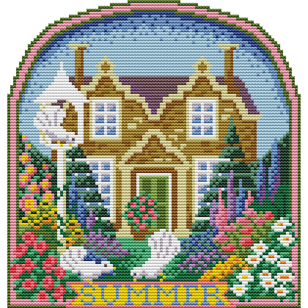 Summer Cabin - 14CT Stamped Cross Stitch 25*26CM(Joy Sunday)