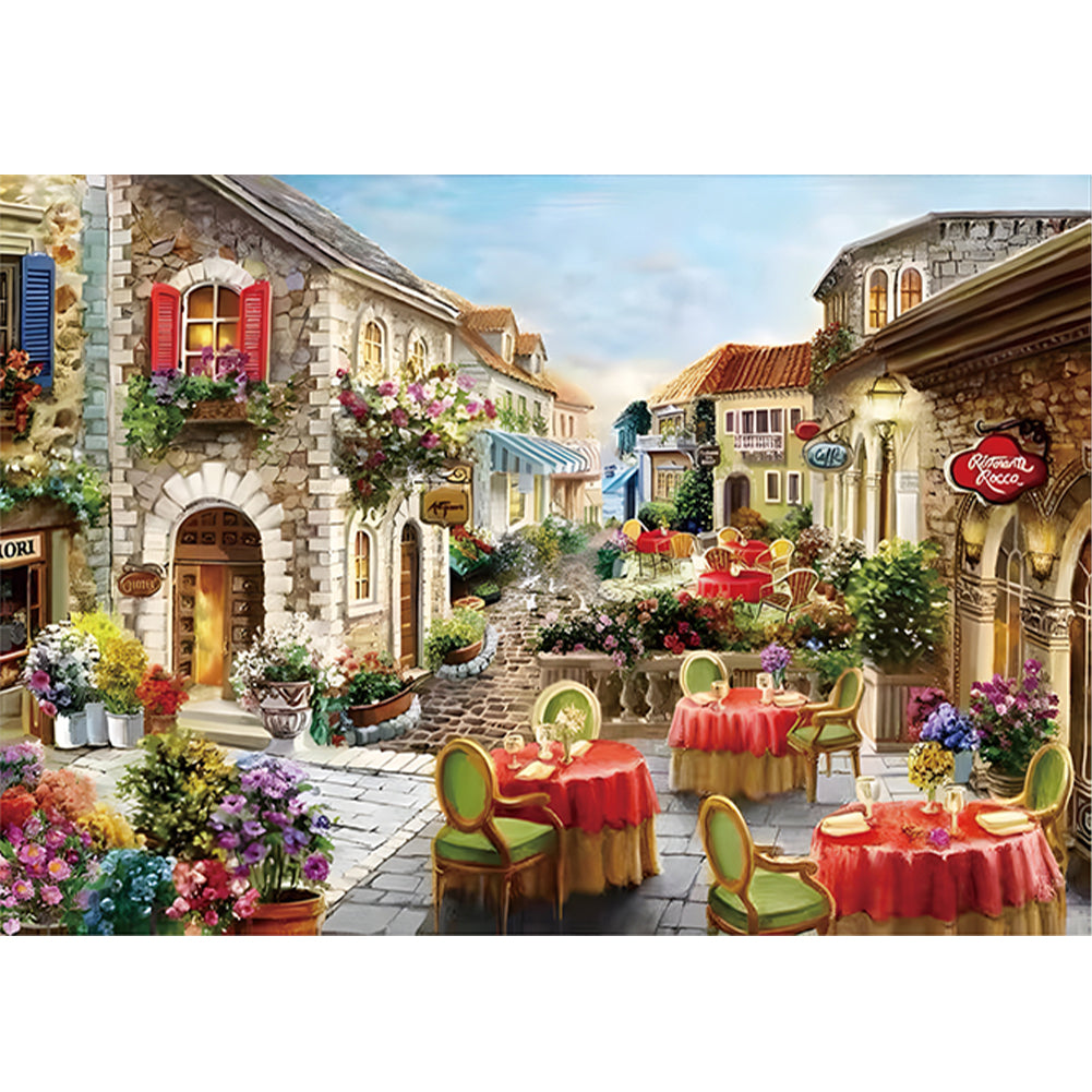 Flower Street Alley - 11CT Stamped Cross Stitch 70*53CM