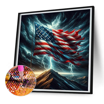 American Flag - Full Round Drill Diamond Painting 30*30CM