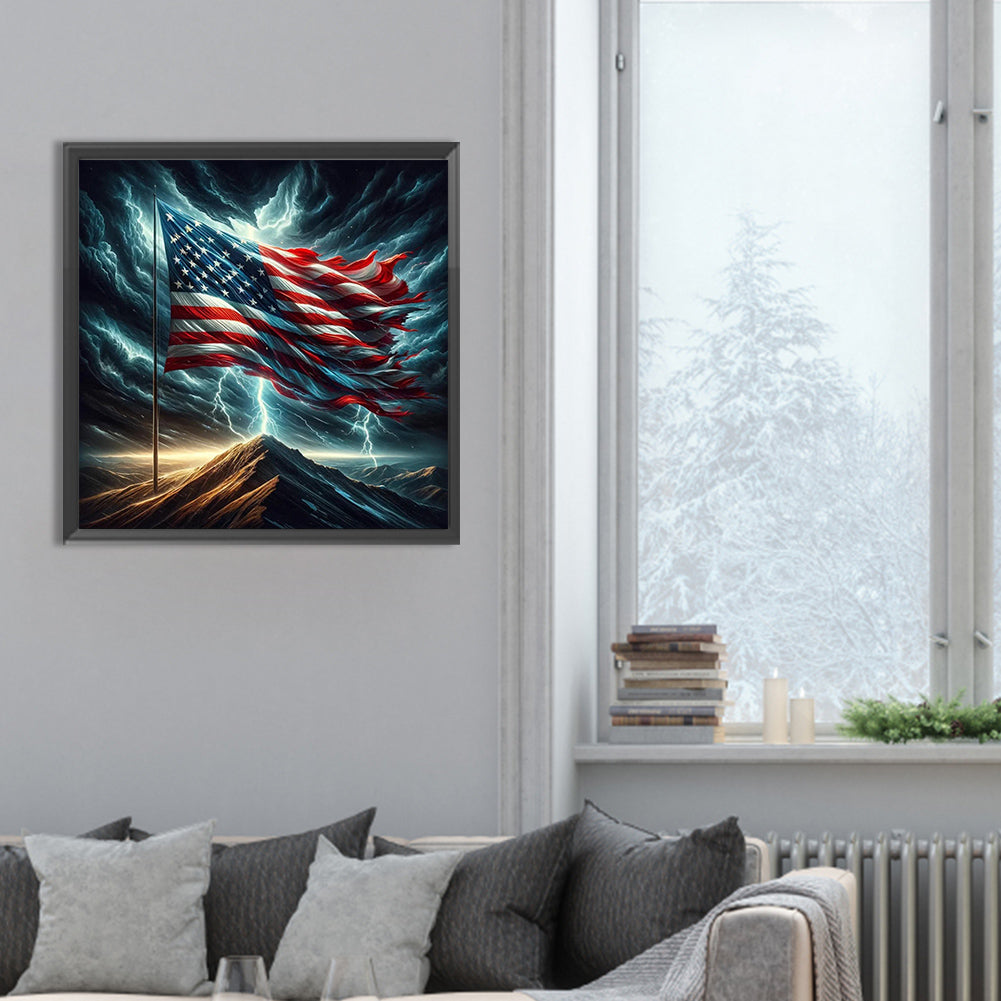 American Flag - Full Round Drill Diamond Painting 30*30CM