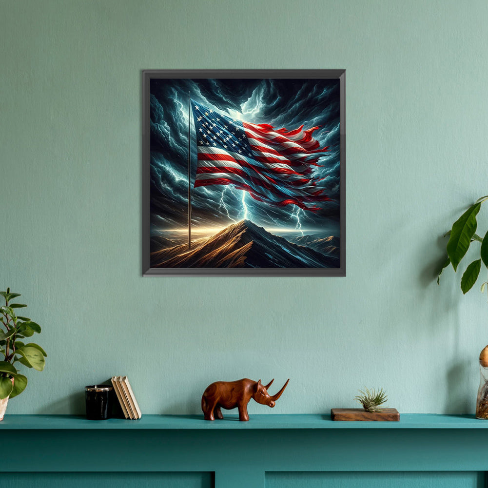 American Flag - Full Round Drill Diamond Painting 30*30CM