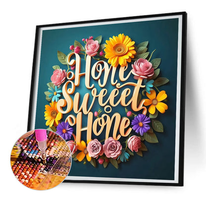 Sweet Family Calligraphy And Painting - Full Round Drill Diamond Painting 30*30CM