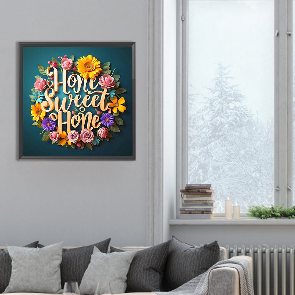 Sweet Family Calligraphy And Painting - Full Round Drill Diamond Painting 30*30CM
