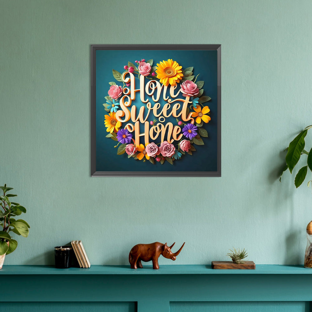 Sweet Family Calligraphy And Painting - Full Round Drill Diamond Painting 30*30CM